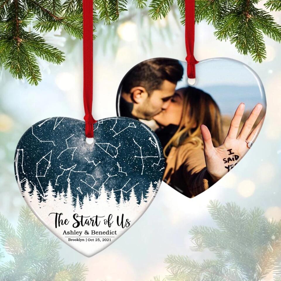 The Start Of Us - Personalized Photo Ceramic Ornament - Gift For Him, Her