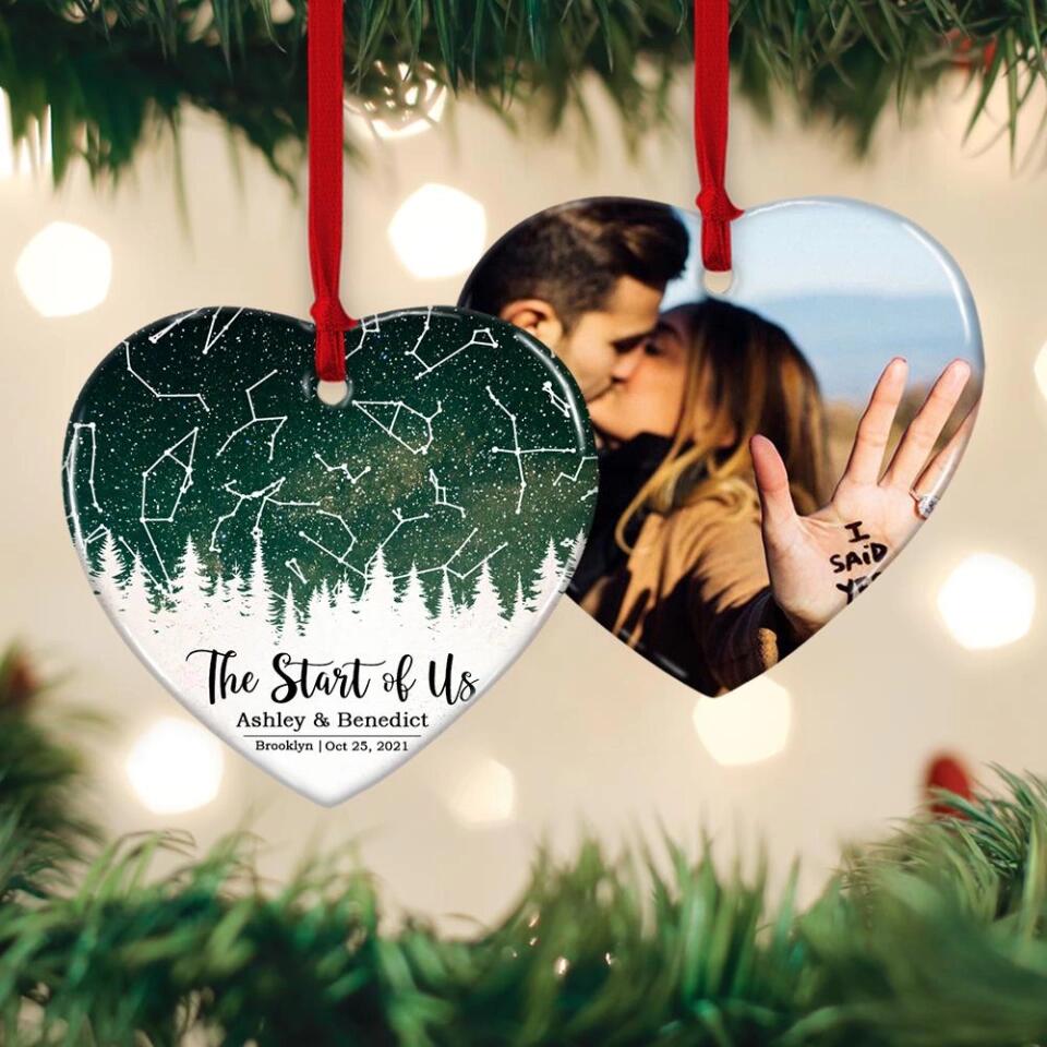 The Start Of Us - Personalized Photo Ceramic Ornament - Gift For Him, Her