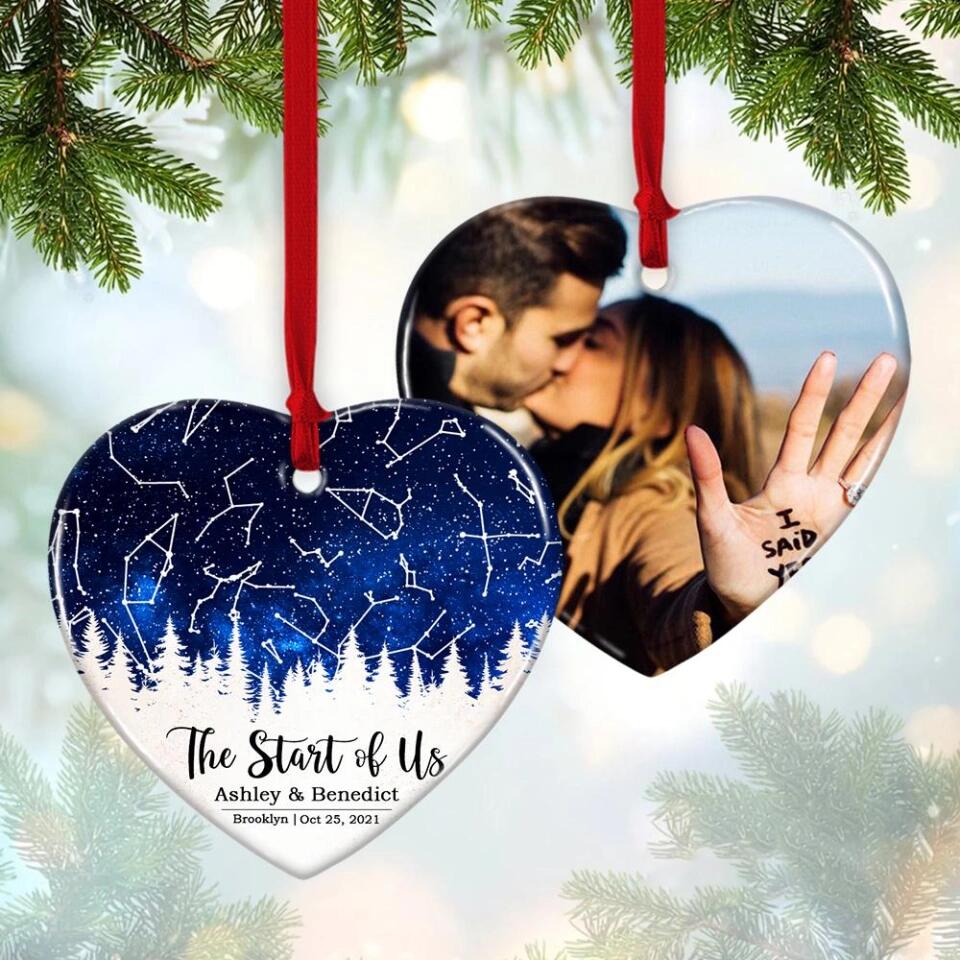 The Start Of Us - Personalized Photo Ceramic Ornament - Gift For Him, Her