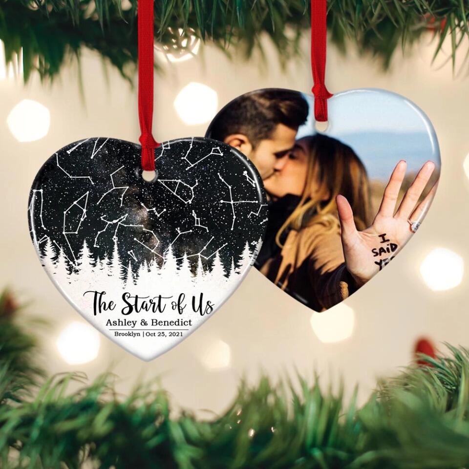 The Start Of Us - Personalized Photo Ceramic Ornament - Gift For Him, Her