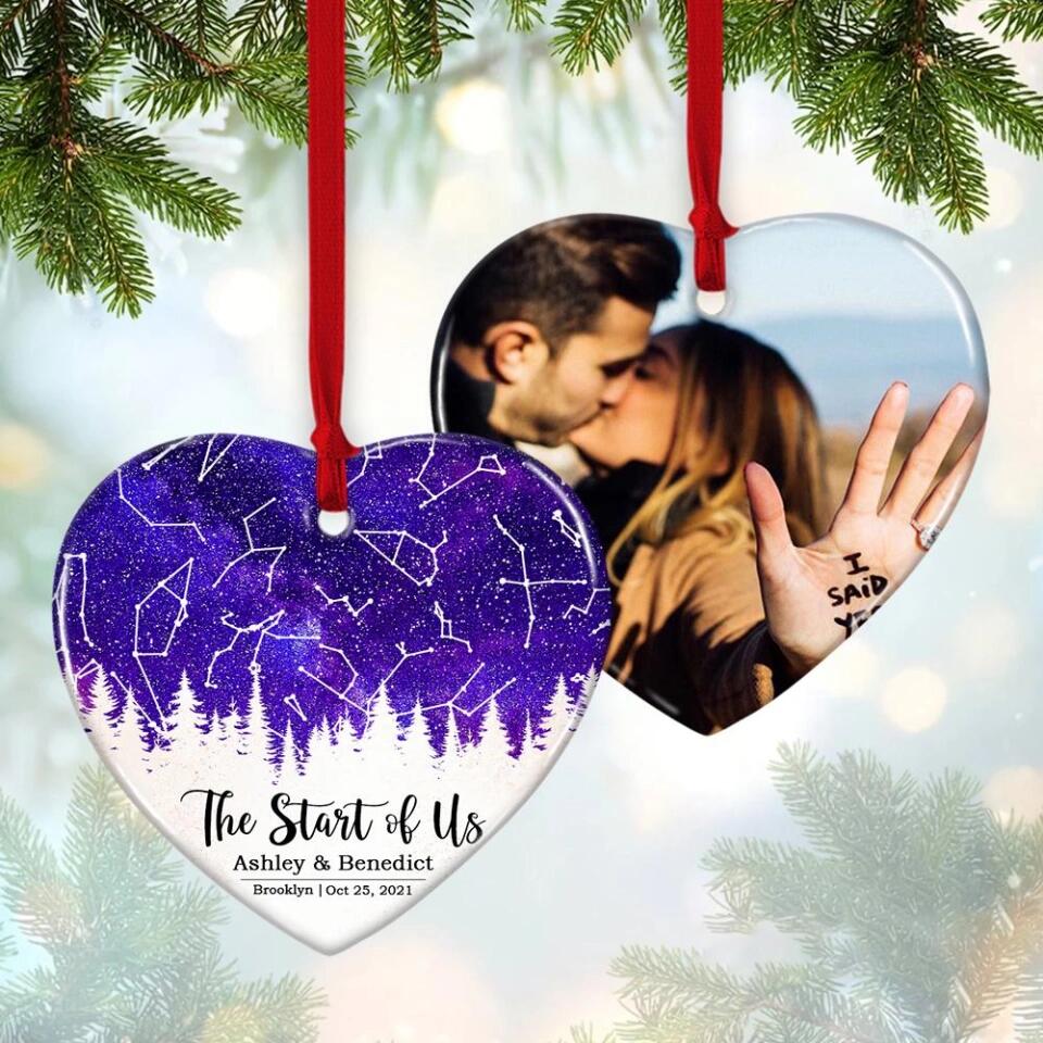 The Start Of Us - Personalized Photo Ceramic Ornament - Gift For Him, Her