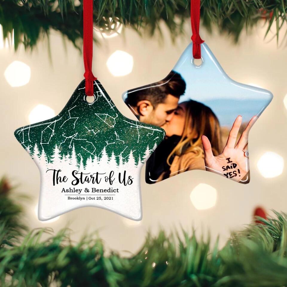 The Start Of Us - Personalized Photo Ceramic Ornament - Gift For Him, Her