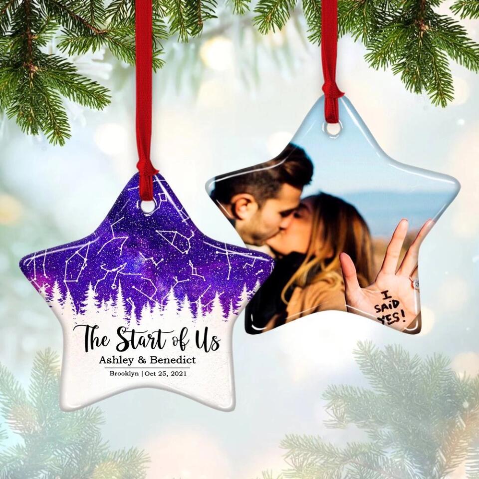 The Start Of Us - Personalized Photo Ceramic Ornament - Gift For Him, Her