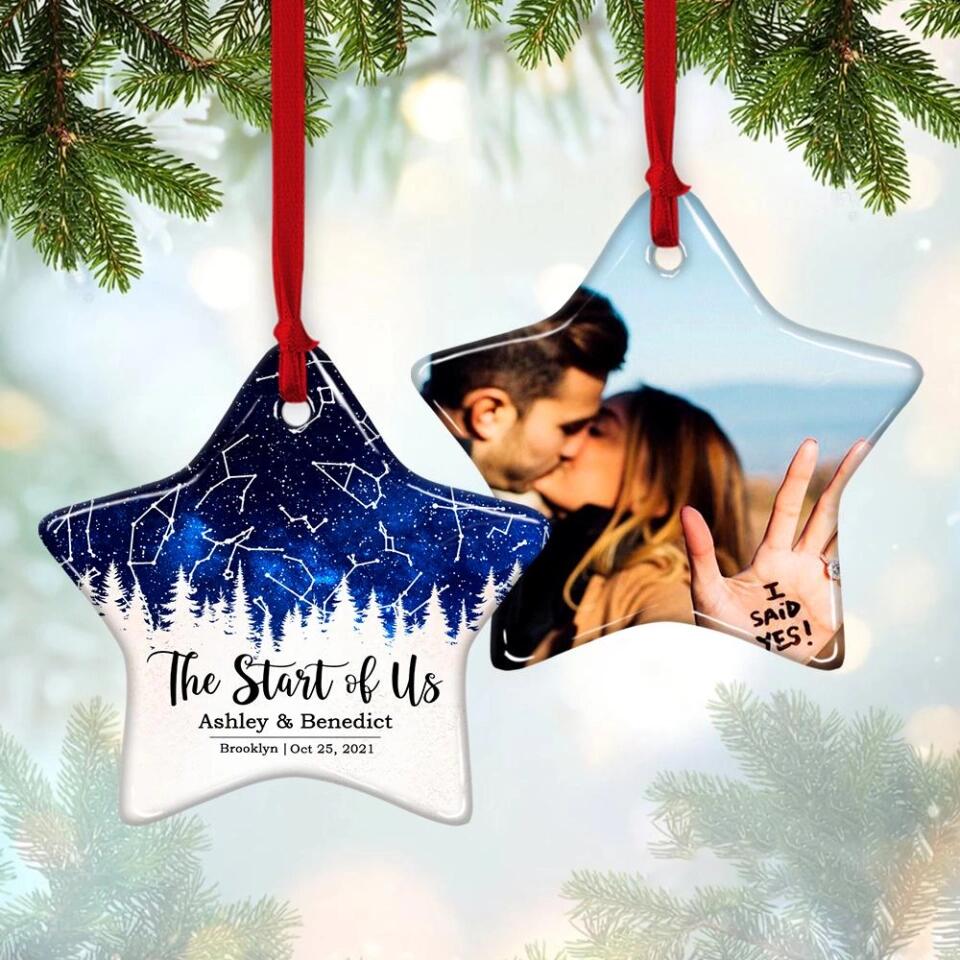 The Start Of Us - Personalized Photo Ceramic Ornament - Gift For Him, Her