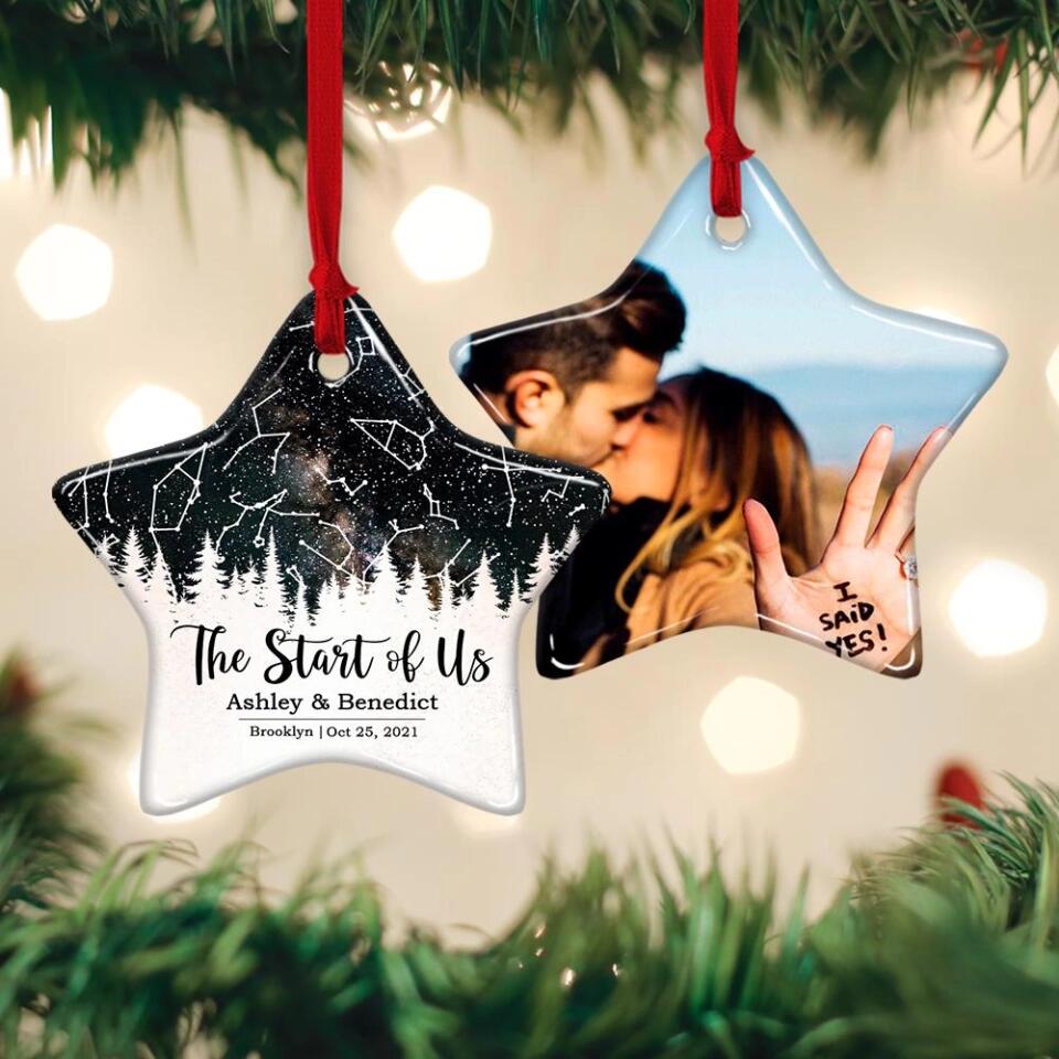 The Start Of Us - Personalized Photo Ceramic Ornament - Gift For Him, Her