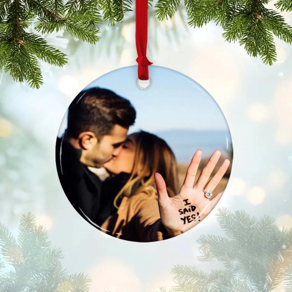 The Start Of Us - Personalized Photo Ceramic Ornament - Gift For Him, Her