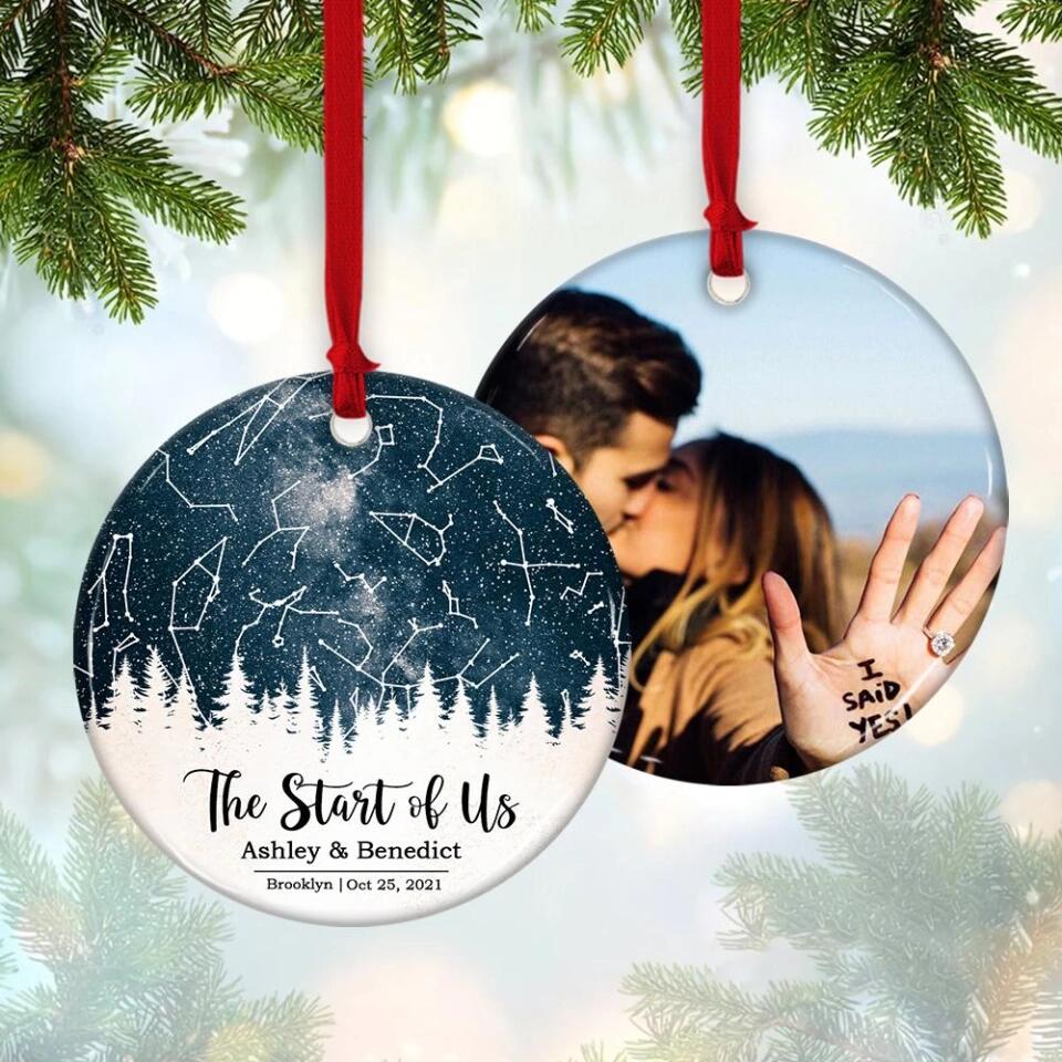 The Start Of Us - Personalized Photo Ceramic Ornament - Gift For Him, Her