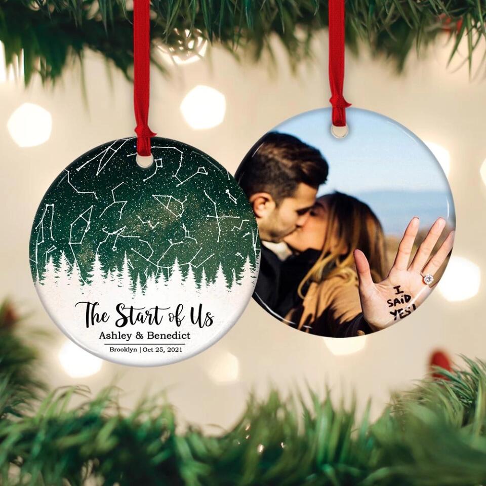 The Start Of Us - Personalized Photo Ceramic Ornament - Gift For Him, Her