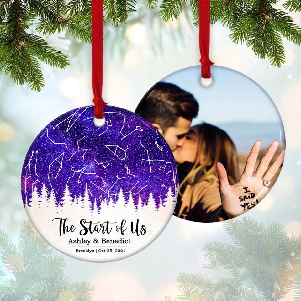 The Start Of Us - Personalized Photo Ceramic Ornament - Gift For Him, Her