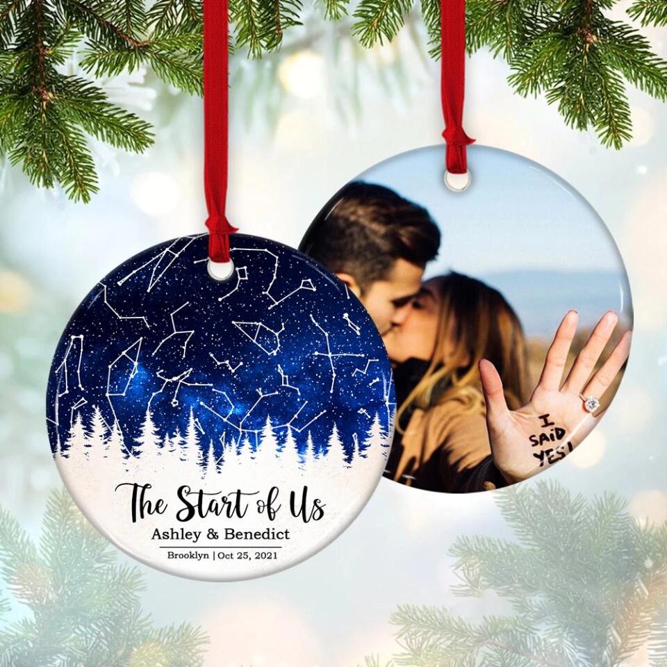 The Start Of Us - Personalized Photo Ceramic Ornament - Gift For Him, Her