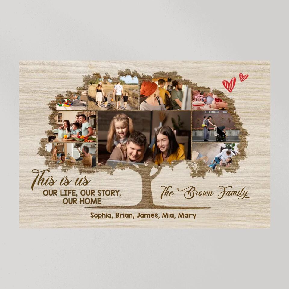 This Is Us Our Life Our Story Our Home Family Tree Custom Canvas Poster Anniversary Gift For Parents