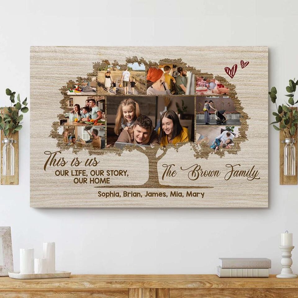This Is Us Our Life Our Story Our Home Family Tree Custom Canvas Poster Anniversary Gift For Parents