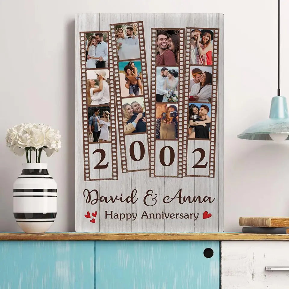 Happy Anniversary Film Role Photo Frame Custom Canvas Poster Anniversary Gift For Couples