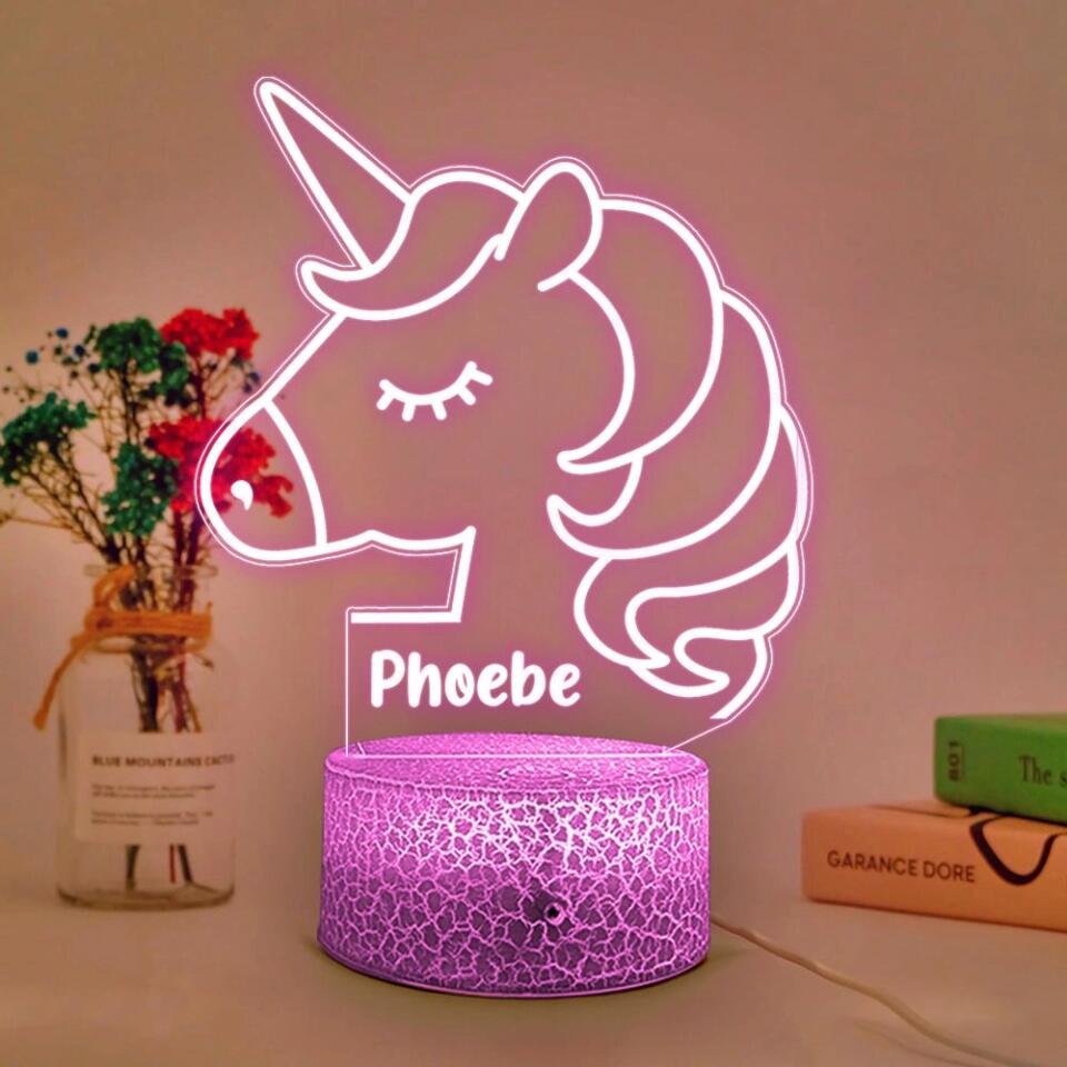 Unicorn Night Light - Kids Bedroom Decor - Children's Lights - Kids Bedrooms - Personalized 3D Led Light - Birthday Gift for Children  - 210IHNBNLL701