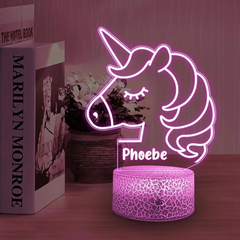 Unicorn Night Light - Kids Bedroom Decor - Children's Lights - Kids Bedrooms - Personalized 3D Led Light - Birthday Gift for Children  - 210IHNBNLL701