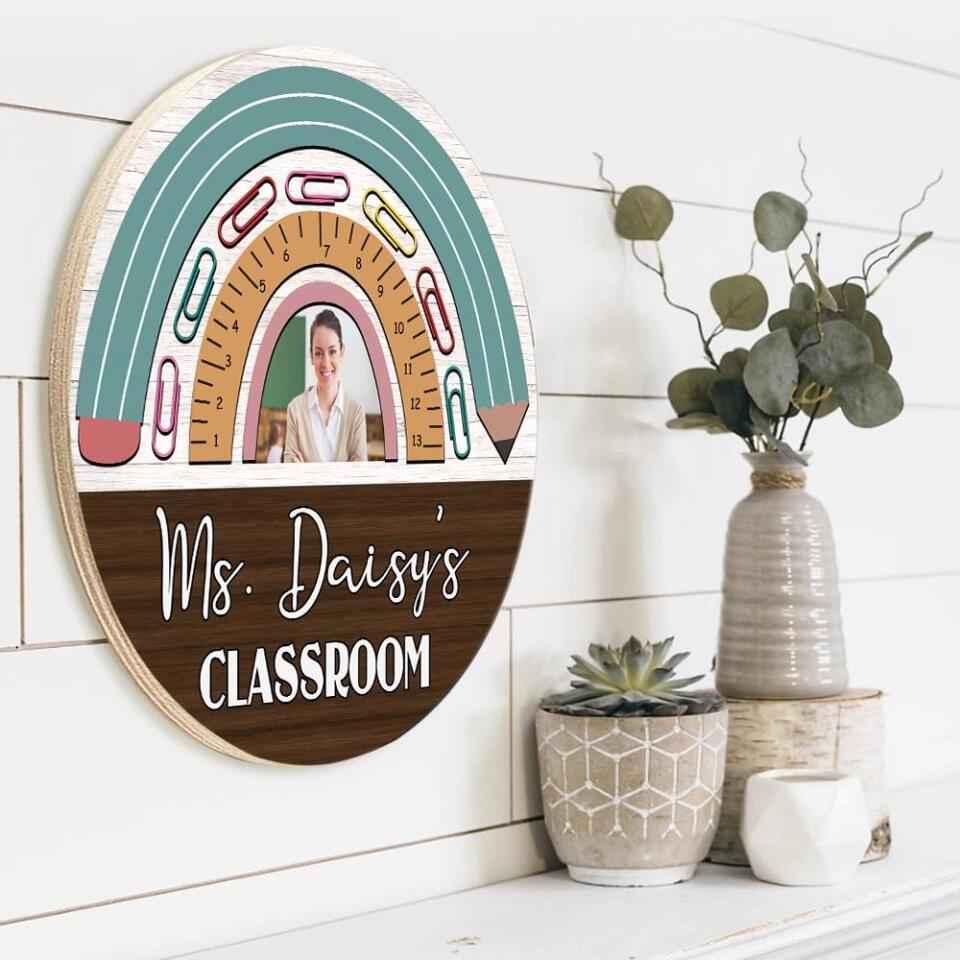 Personalized Round Wood Sign for Teacher - Best Gift for Match Teacher/ Teacher/ Principals - 210IHNNPRW746