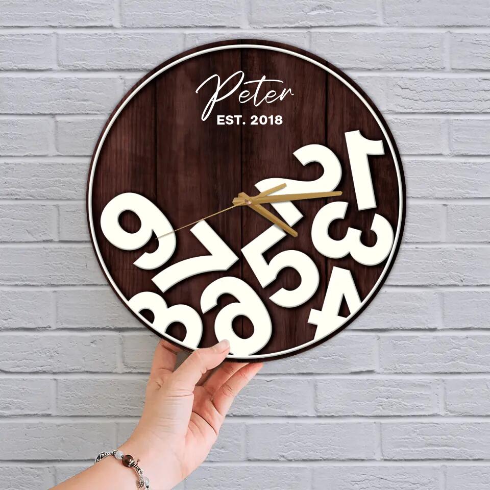 Number Counting Custom Wall Clock Funny Birthday Gift For Son