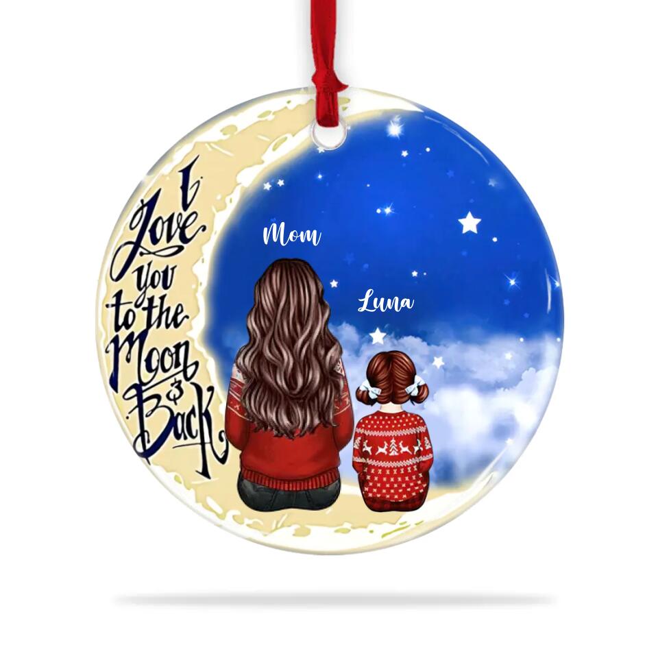 I Love You To The Moon And Back Personalized Ceramic Ornament