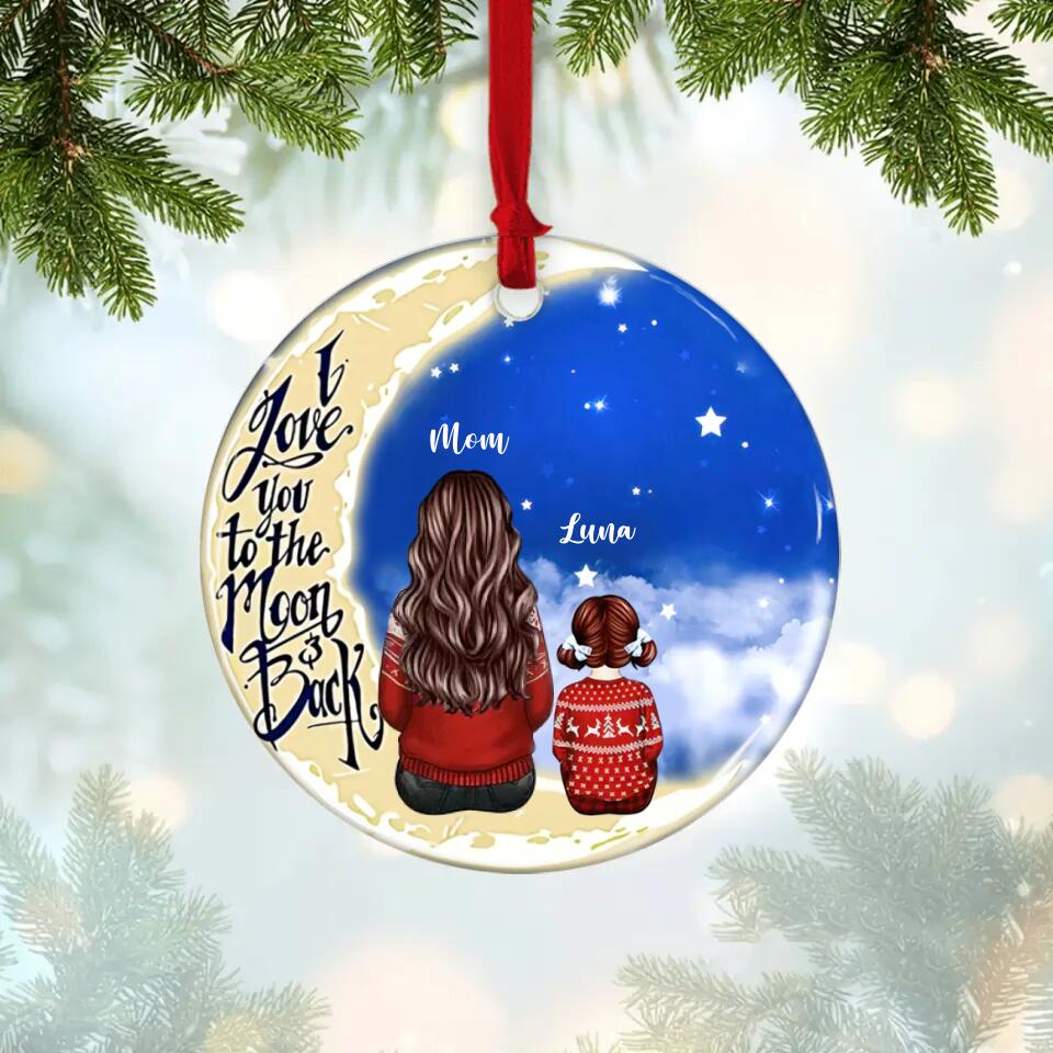 I Love You To The Moon And Back Personalized Ceramic Ornament