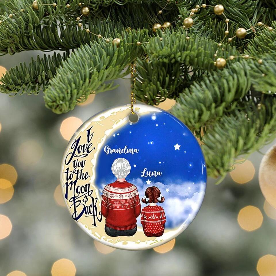 I Love You To The Moon And Back Personalized Ceramic Ornament
