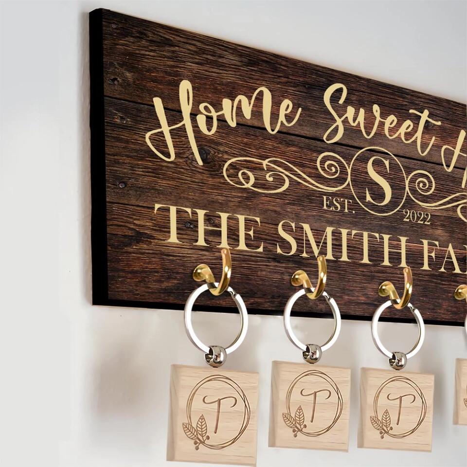 Home Sweet Home - House Warming Present Idea - Custom Key Holder - Anniversary Gift For Parents