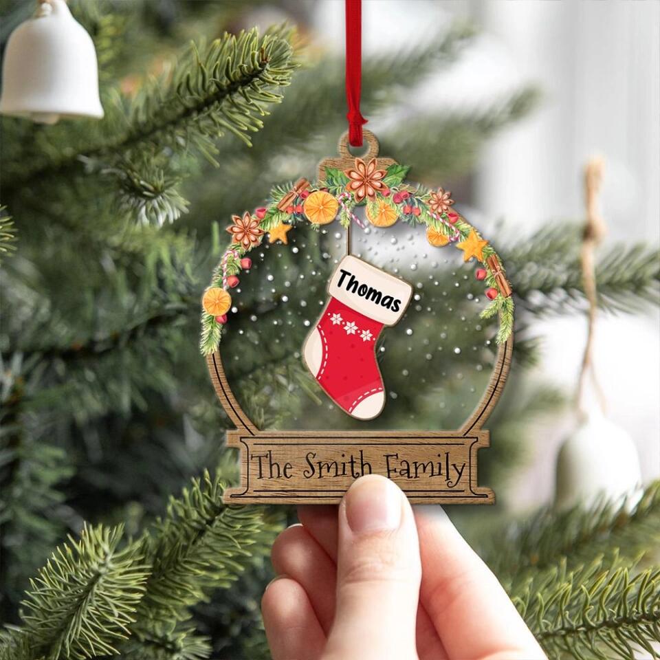 Christmas Laurel Wreath Christmas Socks - Personalized Ornament - Best Gift For Family On Christmas For Kids For Parent - 210IHPBNOR373