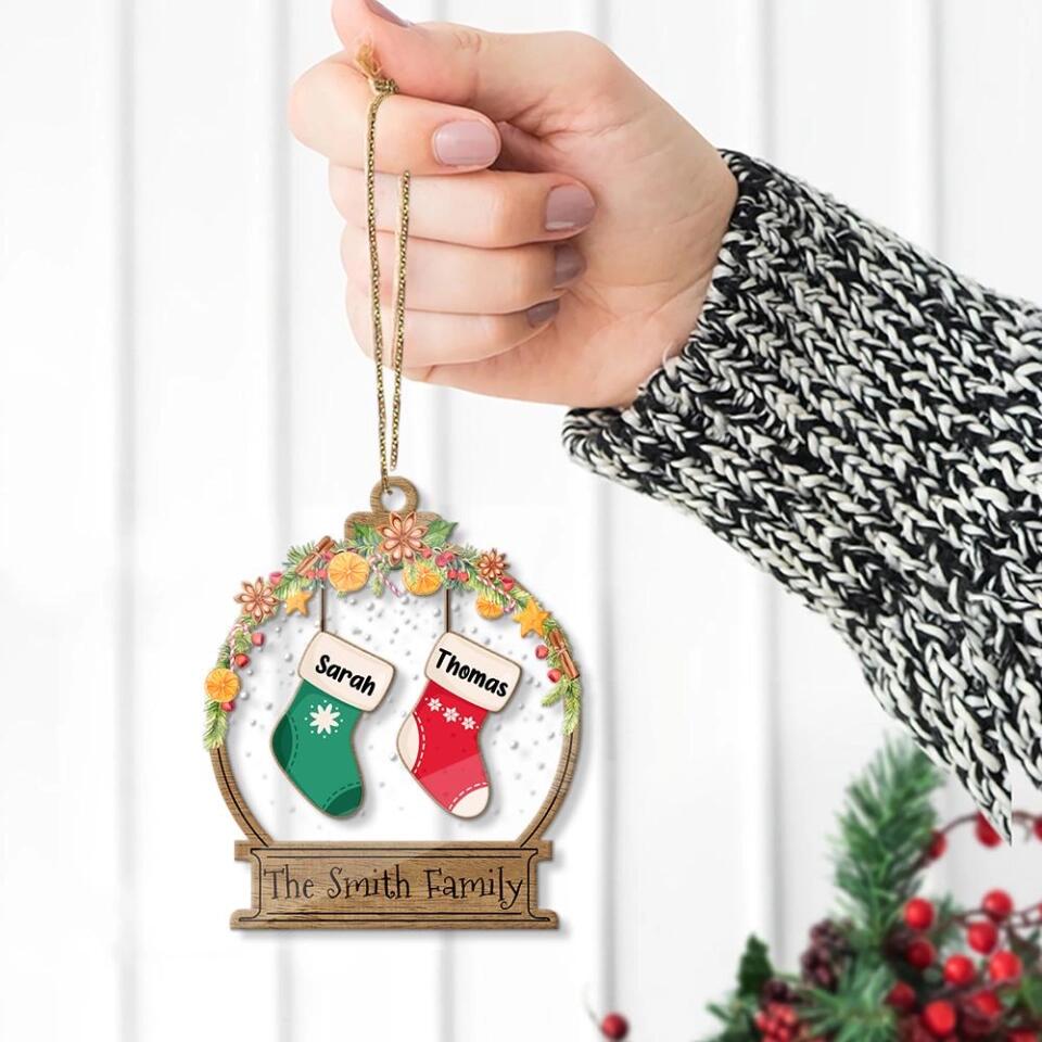 Christmas Laurel Wreath Christmas Socks - Personalized Ornament - Best Gift For Family On Christmas For Kids For Parent - 210IHPBNOR373