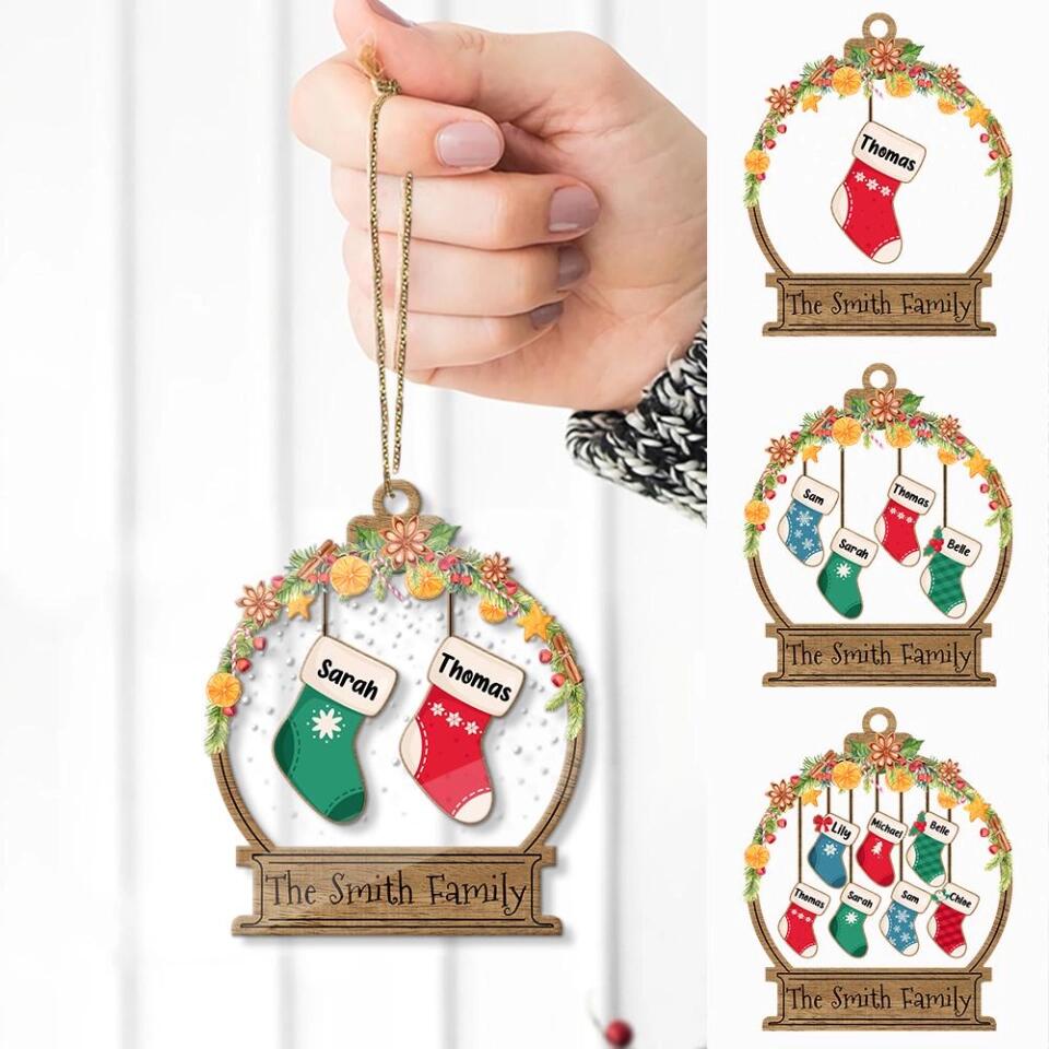 Christmas Laurel Wreath And Socks - Housewarming Gifts - Custom Ornament - Christmas Gift