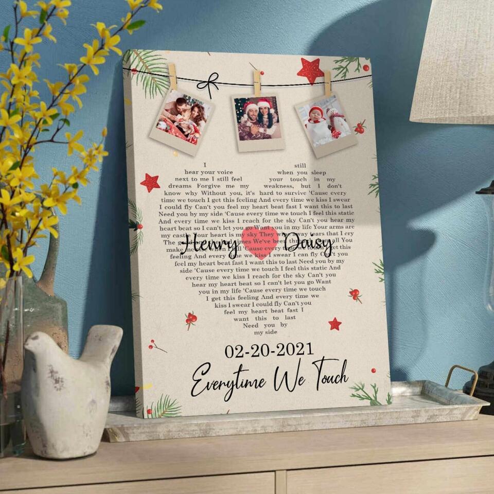 Christmas Decor Photo And Favorite Song Lyrics Custom Canvas Poster Christmas Gift For Couples