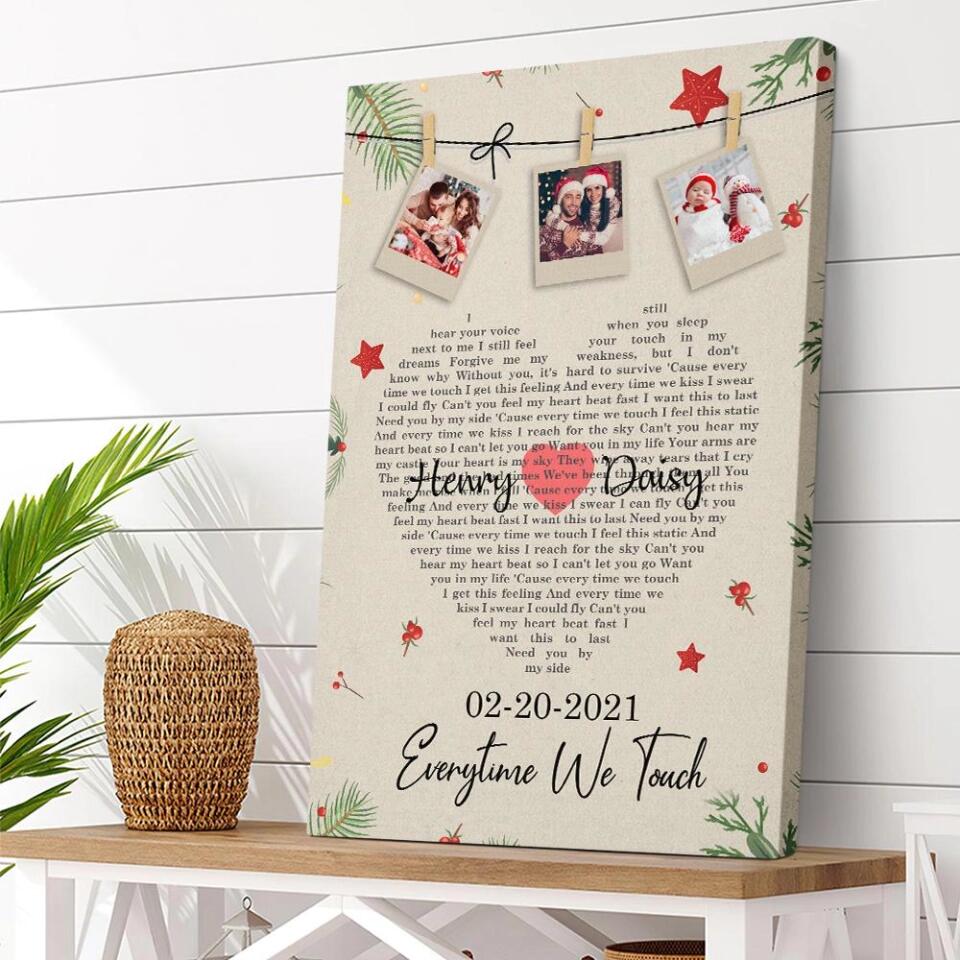 Christmas Decor Photo And Favorite Song Lyrics Custom Canvas Poster Christmas Gift For Couples