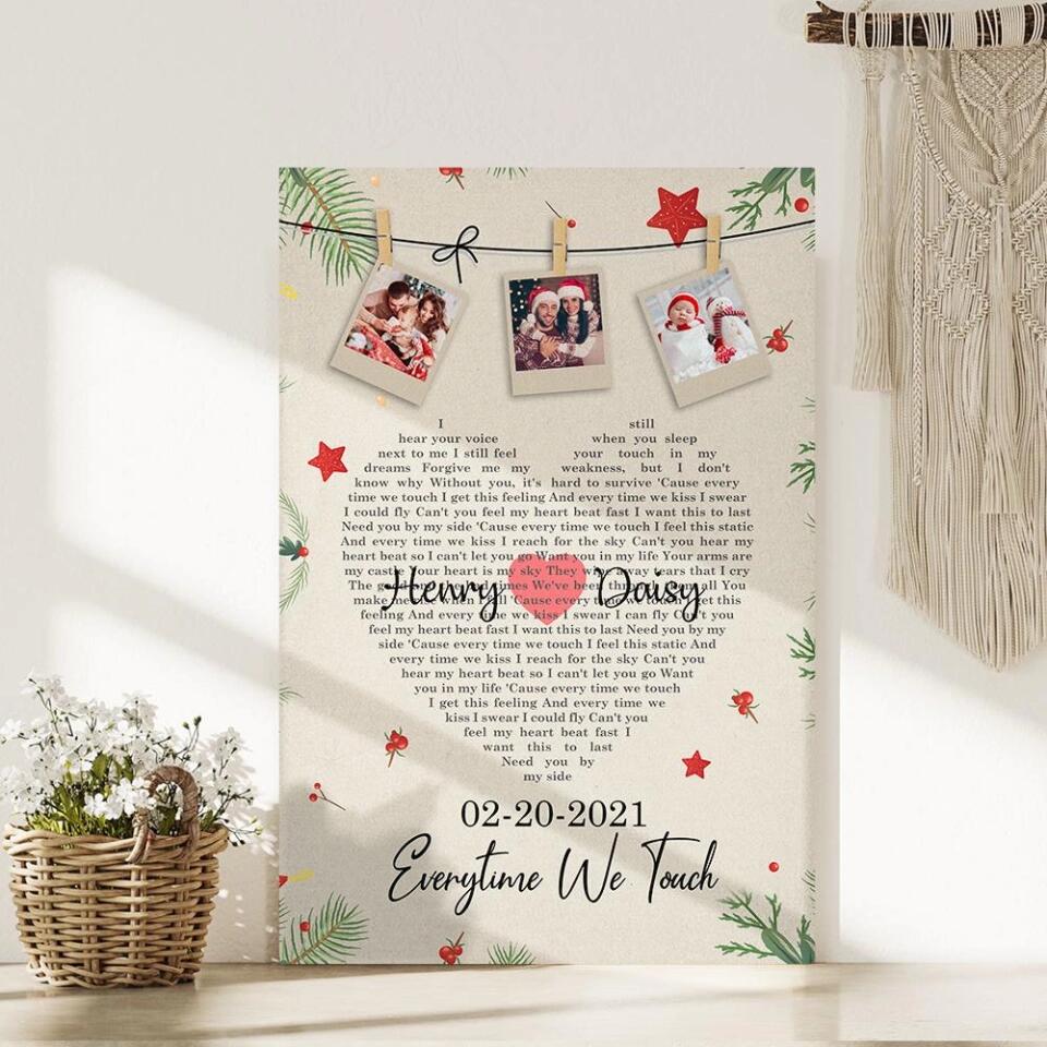 Christmas Decor Photo And Favorite Song Lyrics Custom Canvas Poster Christmas Gift For Couples