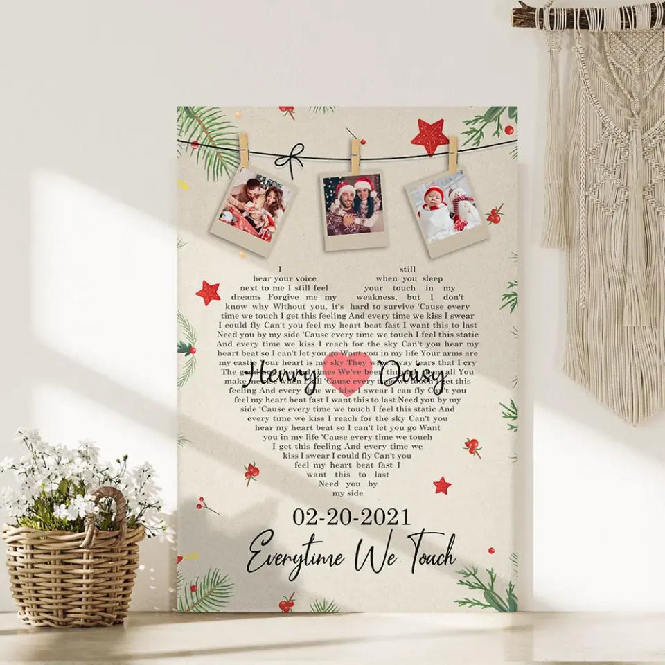 Christmas Decor Photo And Favorite Song Lyrics Custom Canvas Poster Christmas Gift For Couples