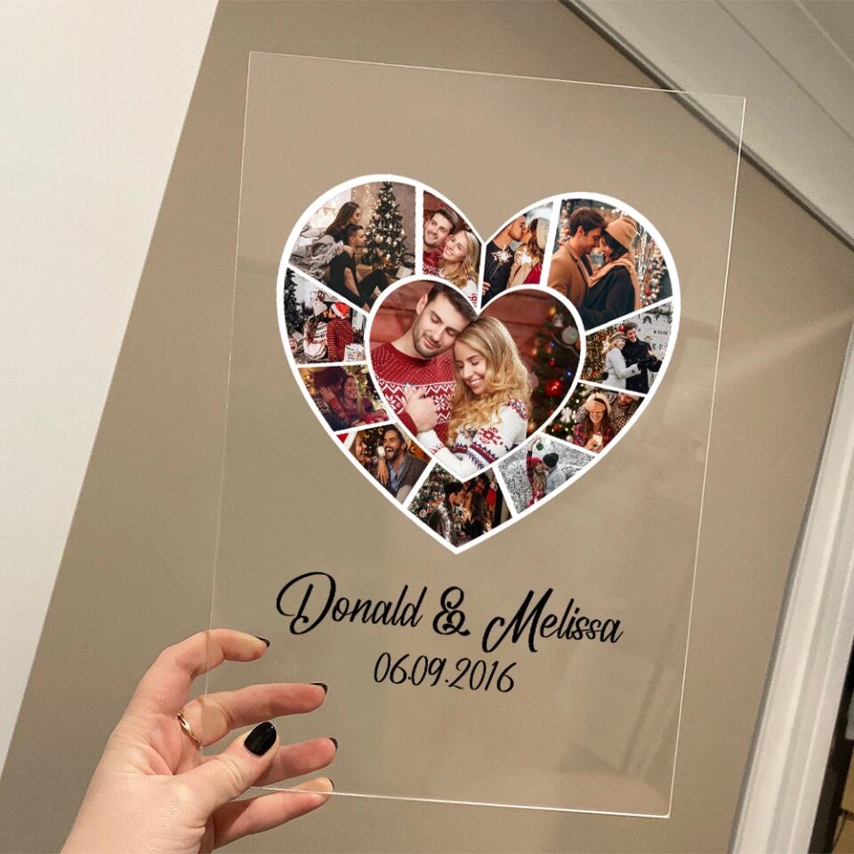 Personalized Heart Photo Acrylic Plaque - Custom Upload Image - Romantic Gift for Couples
