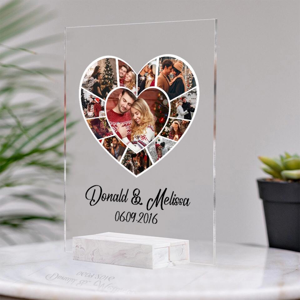 Personalized Heart Photo Acrylic Plaque - Custom Upload Image - Romantic Gift for Couples