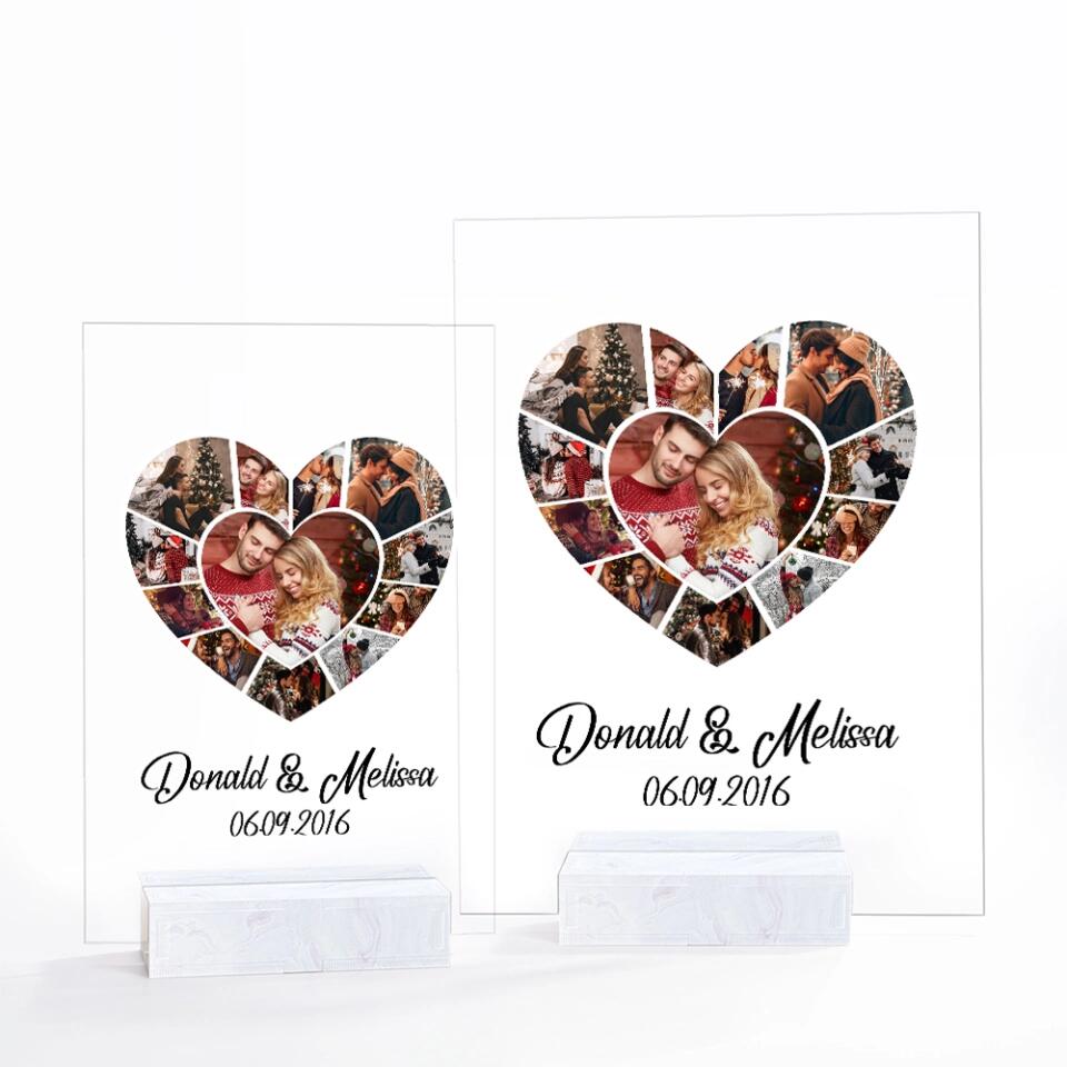 Personalized Heart Photo Acrylic Plaque - Custom Upload Image - Romantic Gift for Couples