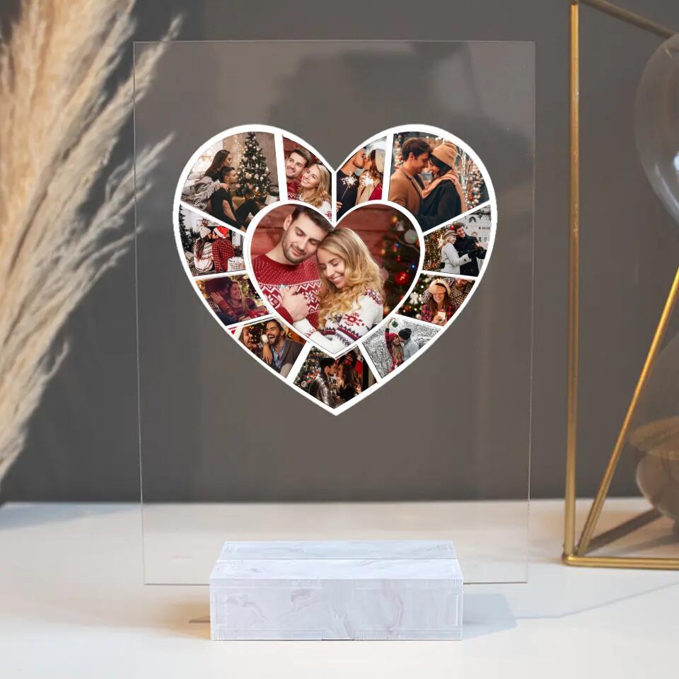 Personalized Heart Photo Acrylic Plaque - Custom Upload Image - Romantic Gift for Couples