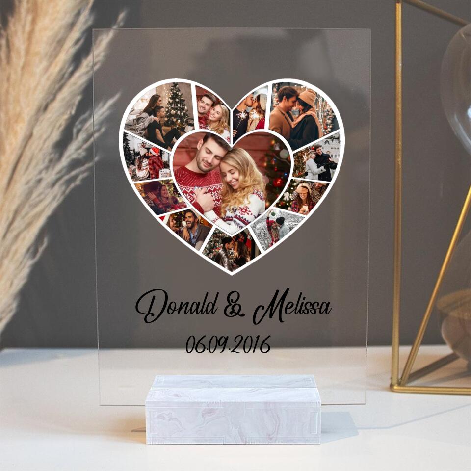 Personalized Heart Photo Acrylic Plaque - Custom Upload Image - Romantic Gift for Couples