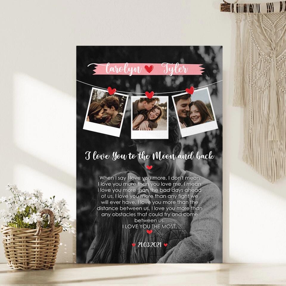 I Love You To The Moon And Back Love Quote Custom Canvas Poster Anniversary Gift For Couples