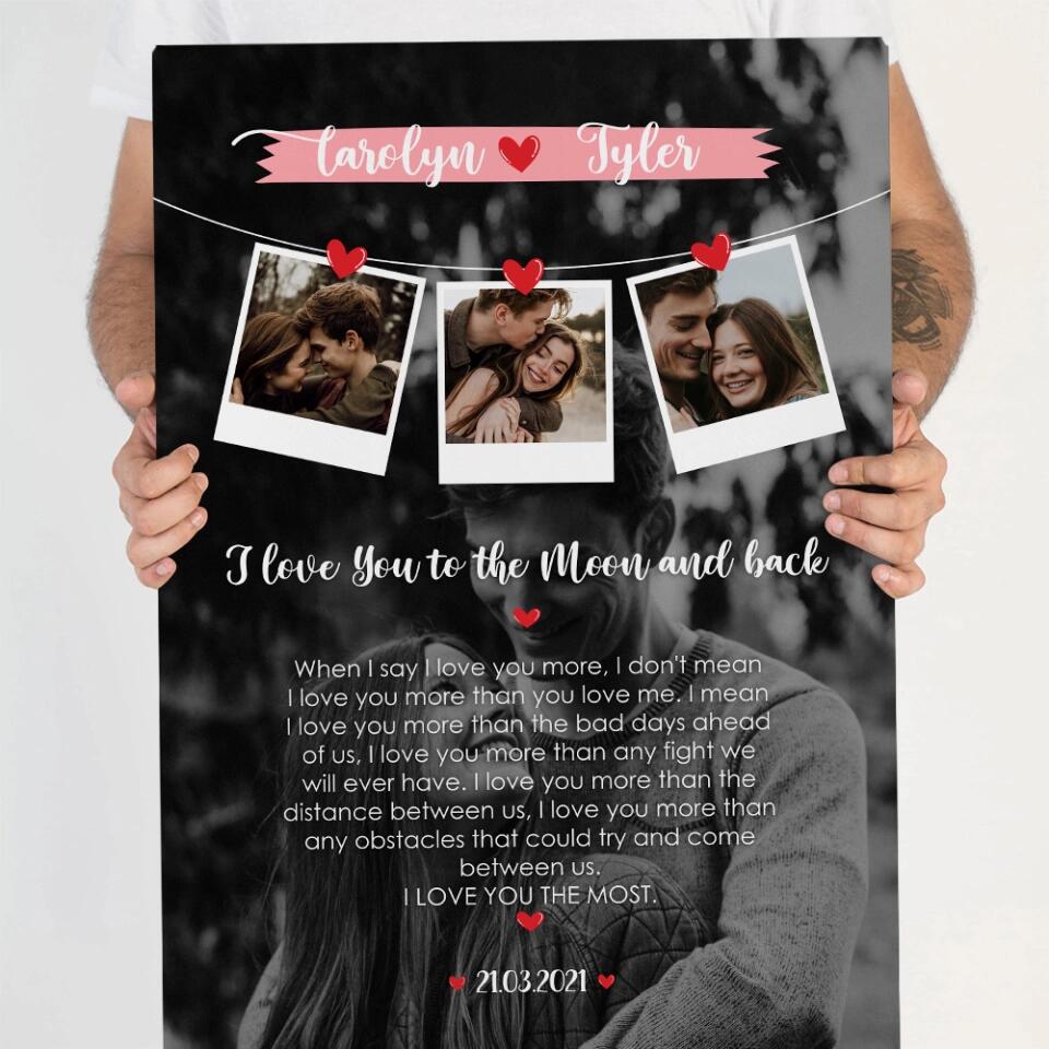 I Love You To The Moon And Back Love Quote Custom Canvas Poster Anniversary Gift For Couples