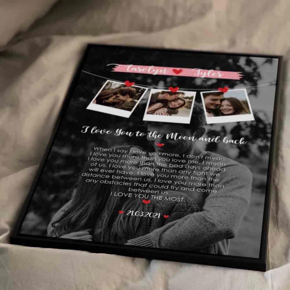 I Love You To The Moon And Back Love Quote Custom Canvas Poster Anniversary Gift For Couples