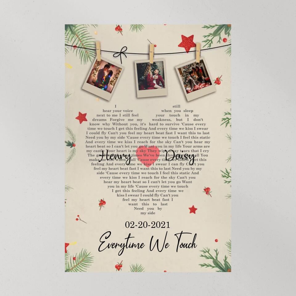 Christmas Decor Photo And Favorite Song Lyrics Custom Canvas Poster Christmas Gift For Couples