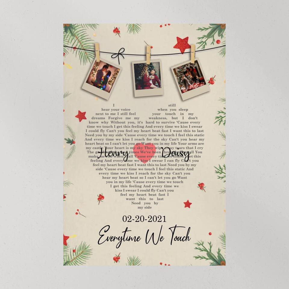 Christmas Decor Photo And Favorite Song Lyrics Custom Canvas Poster Christmas Gift For Couples