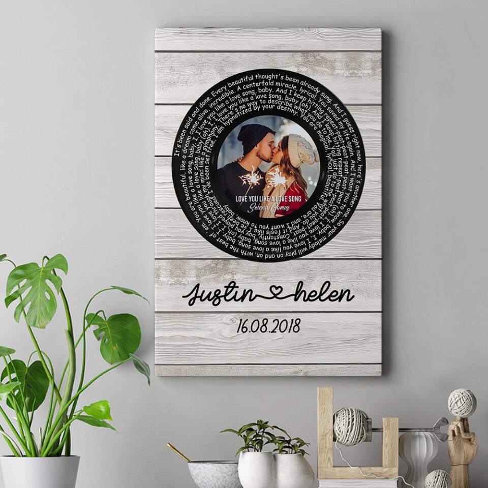 Favorite Song Lyrics Mixtape Custom Canvas Poster Anniversary Gift For Couples