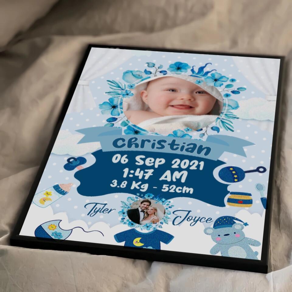 Newborn Baby With Date Of Birth Custom Canvas Poster First Birthday Themes Gift