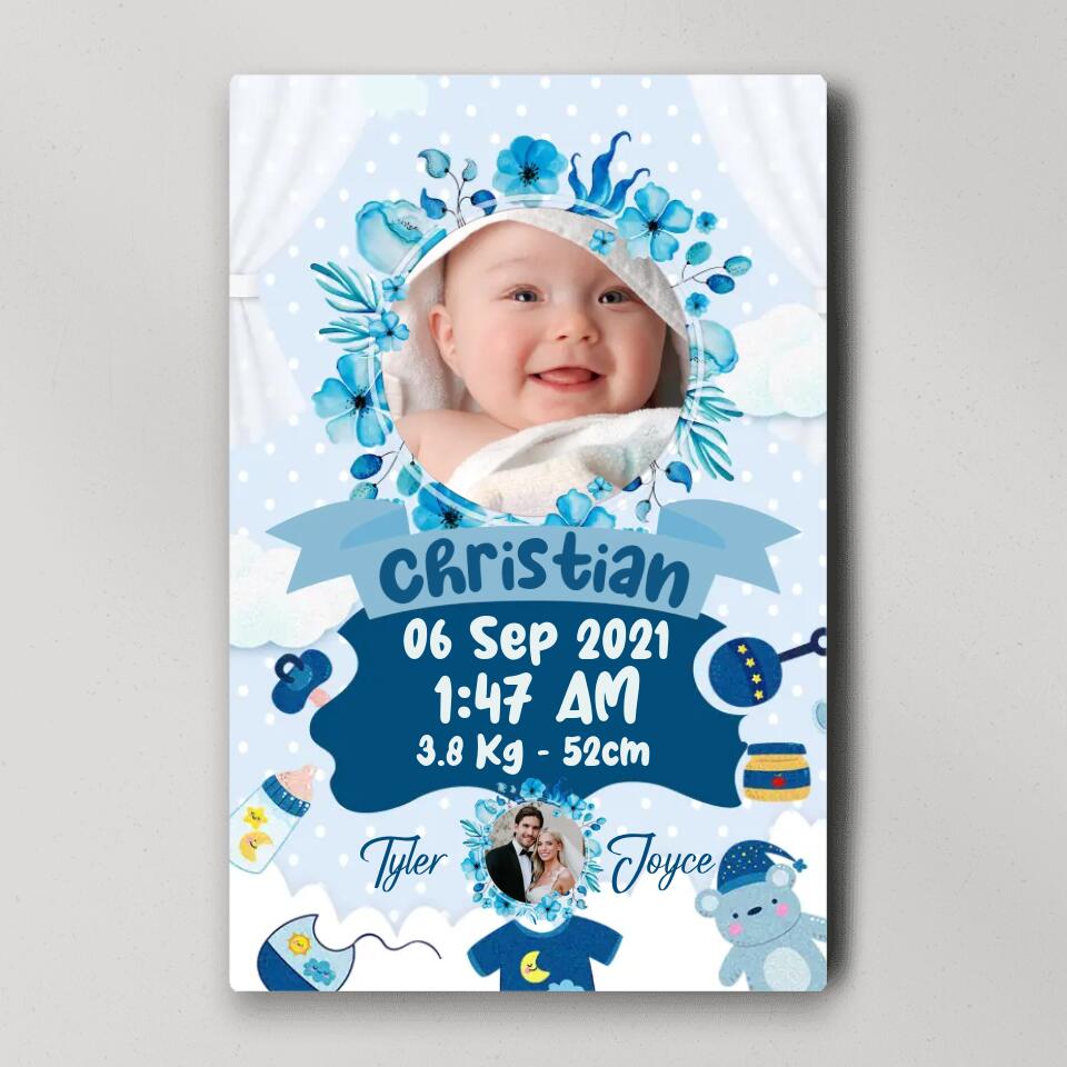 Newborn Baby With Date Of Birth Custom Canvas Poster First Birthday Themes Gift