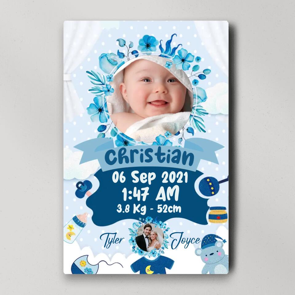 Newborn Baby With Date Of Birth Custom Canvas Poster First Birthday Themes Gift