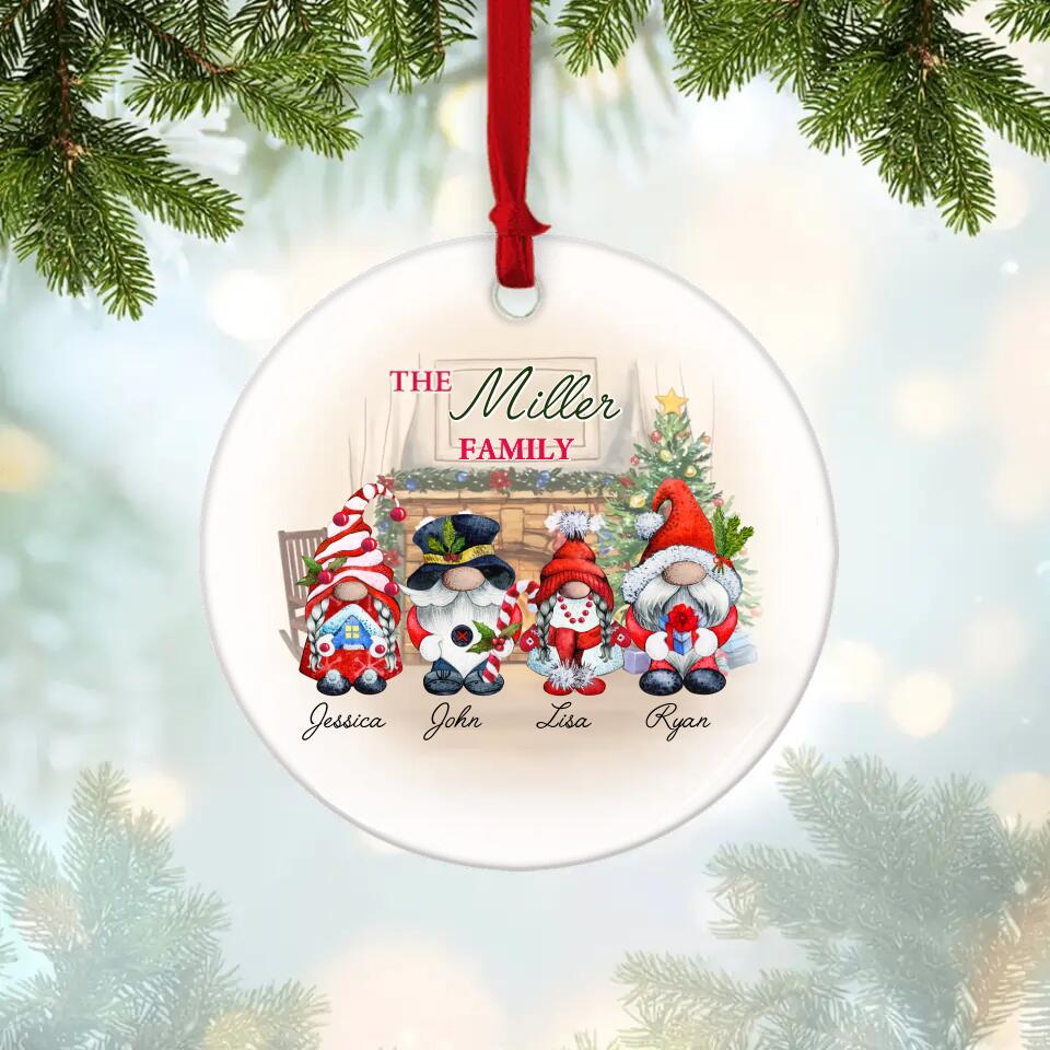 The Gnome Family Personalized Ceramic Ornament Gift For Christmas For Family