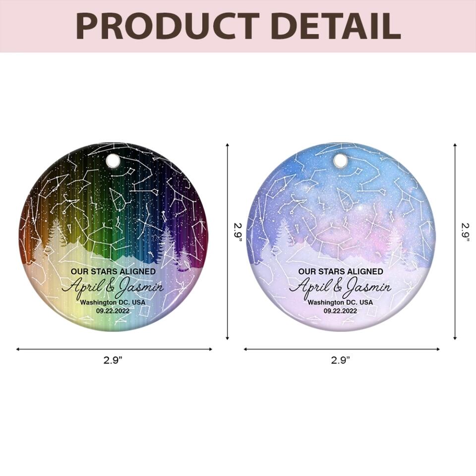 Our Stars Aligned - Personalized Ceramic Ornament - Gift For Couple On Christmas