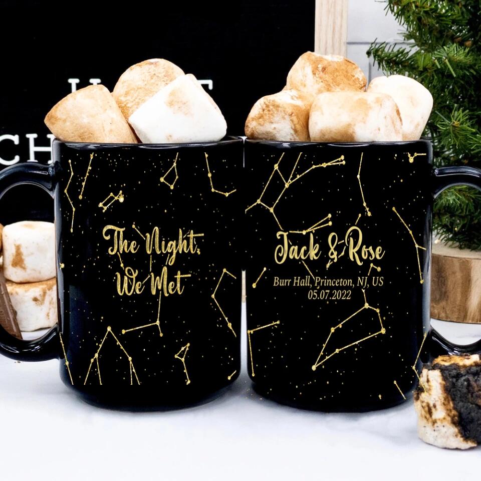 Star Map The Night We Met - Personalized Star Map Black Mug - Gifts for Him Her