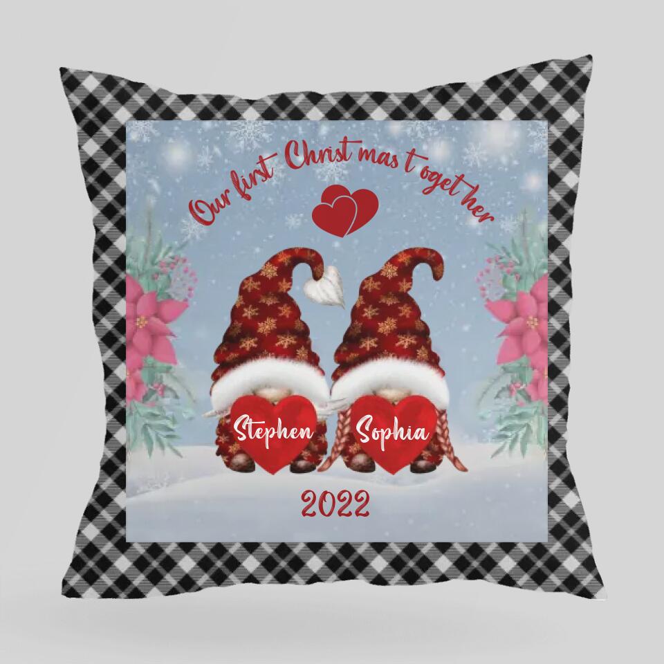 Gnomes Our First Christmas Together Custom Pillow Christmas Gifts For Couples